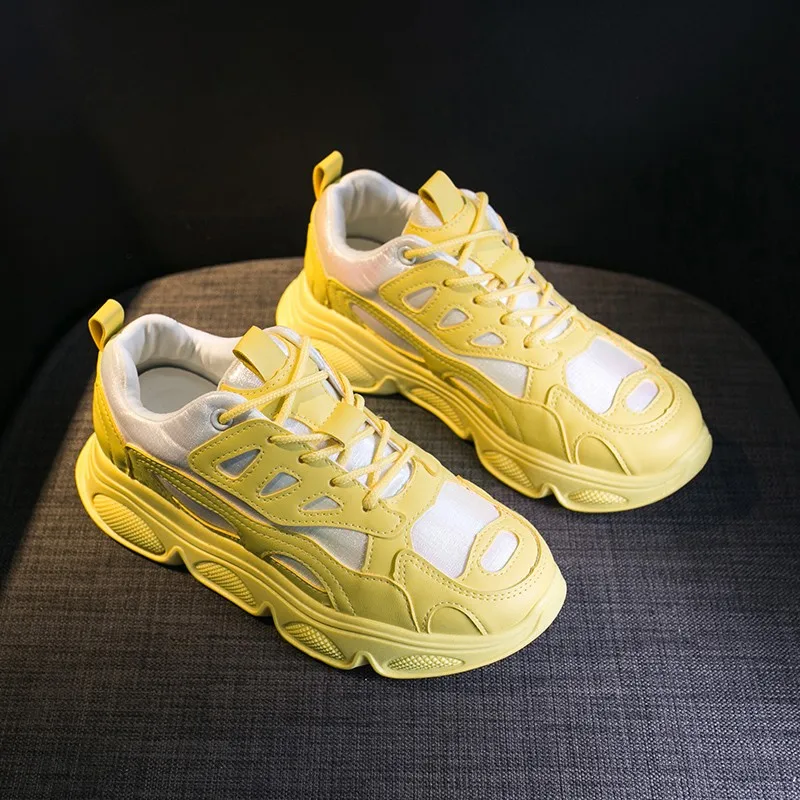 Кроссовки женские кожаные на платформе массивные толстая подошва шнуровке