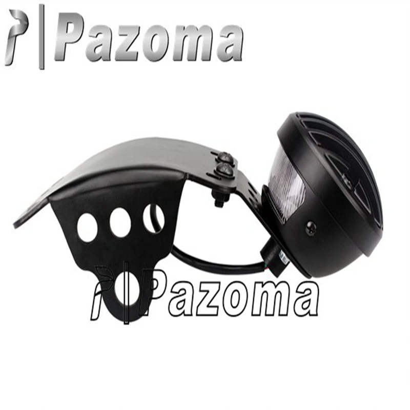 Motorcycle Side Mount License Plate Bracket Holder w/ 4&quot Round Grill Brake Tail Light For Harley Sportster Chopper Bobber SX650 |