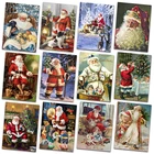 Полная круглая искусственная квадратная Алмазная мозаика Санта-Клаус 5D Сделай Сам Алмазная вышивка крестиком новый год