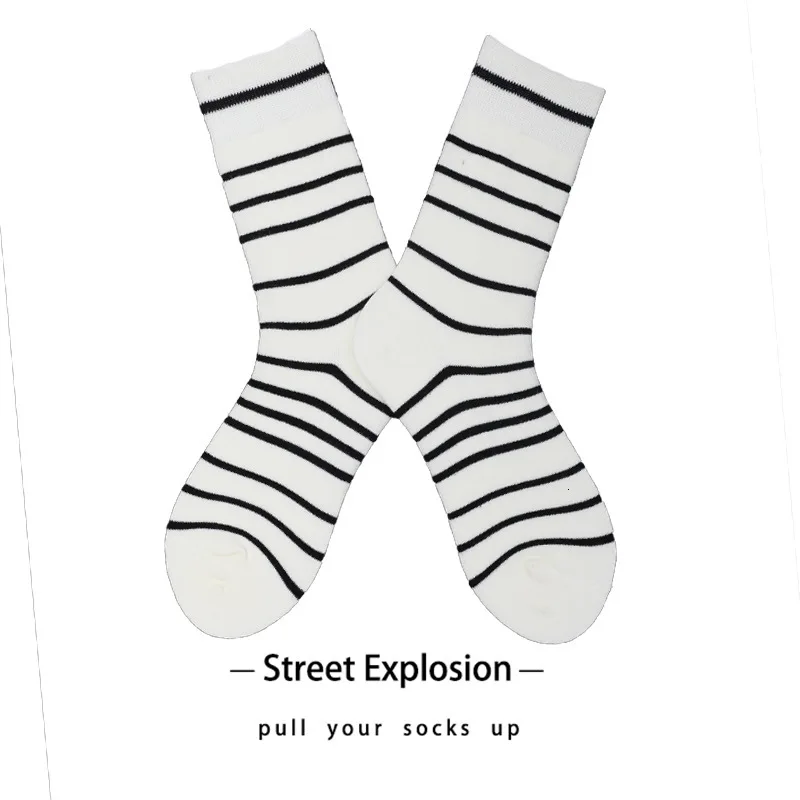 Blackandwhitestripes SP& CITY персональные Модные полосатые хлопковые мужские счастливые носки зимние толстые Повседневные носки для пары носки для скейтбординга оригинальные - Цвет: Blackandwhitestripes
