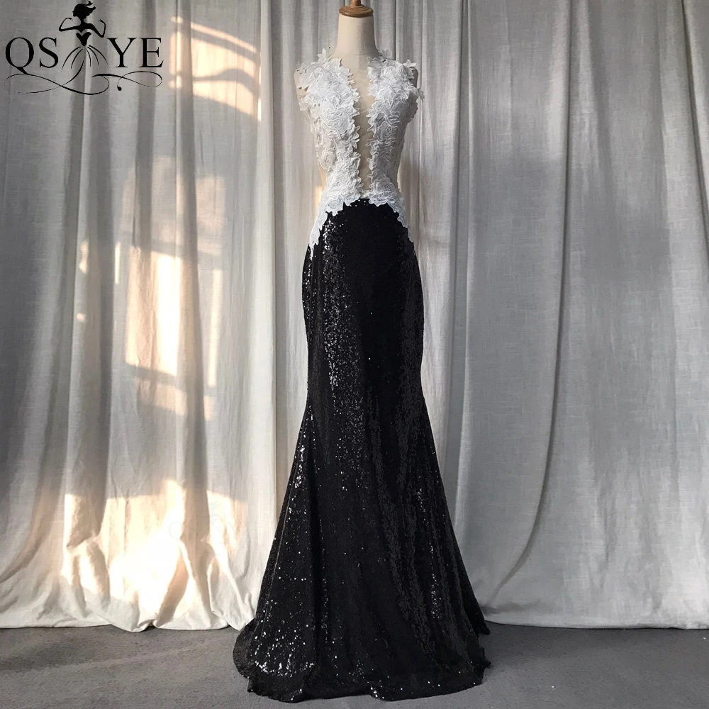 

Женское вечернее платье с блестками, белое кружевное черное блестящее платье с пуговицами на спине