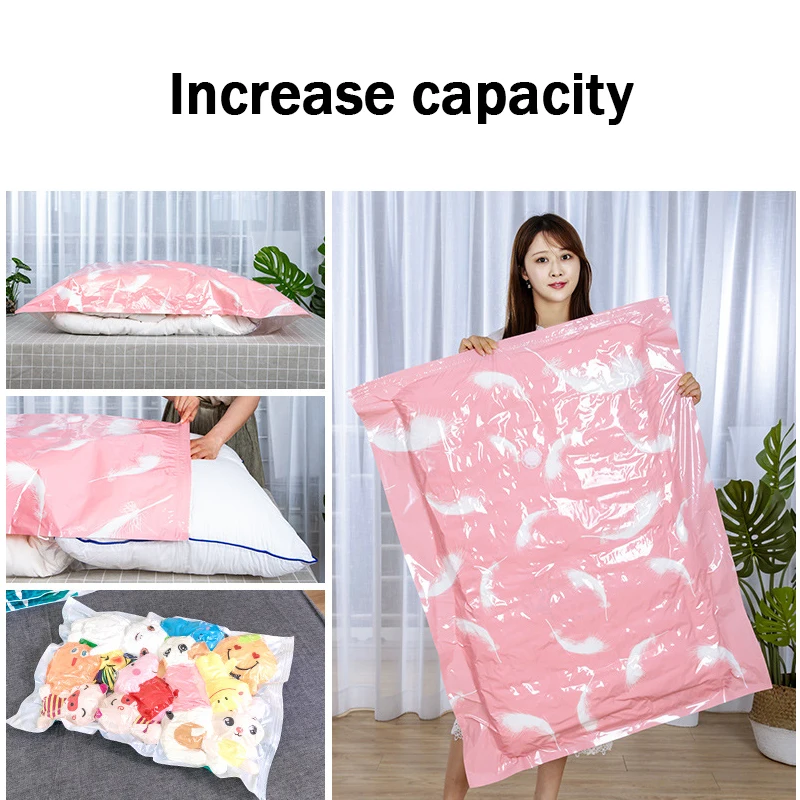 New 1Piece Thicken Vacuum Co2 Compression Bag+Hand Pump Quilts Clothes Damp-proof StorageBag Space Saver Travel Accessories Set | Дом и сад