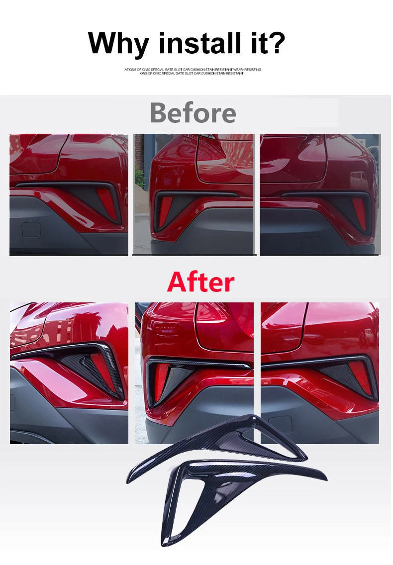 Для Toyota C-HR CHR углеродное волокно передний/задний противотуманный светильник накладка задний бампер противотуманный светильник