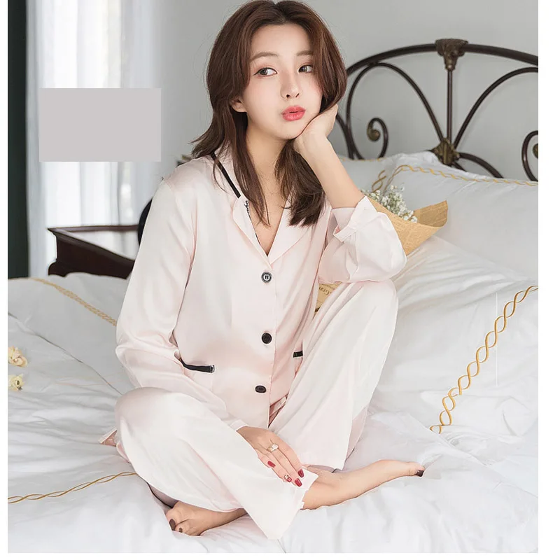 2019 пижамы женские весенние и летние новые шелковые атласные шифоновые Свободные