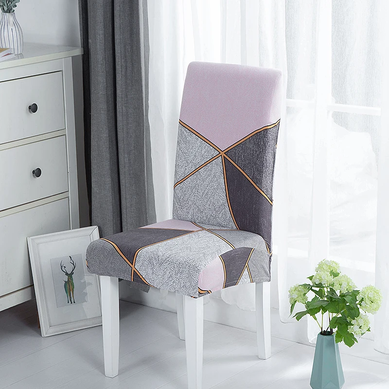 

Geometric Spandex Chair Cover Stretch Elastic Slipcovers Chair Seat Covers For Dining Room Kitchen Wedding Banquet Hotel