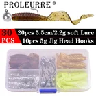 30 шт., рыболовные приманки с 10 свинцовыми джиг-головками