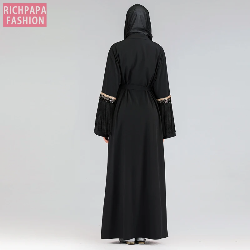 Дубай Abaya кимоно искусственное мусульманское платье Женский кафтан пальто с