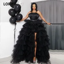 Lorie árabe vestido de noite teried curto frente longa volta preto cetim superior tule saia dubai vestido de baile celebridade vestidos de festa 2021 (3)