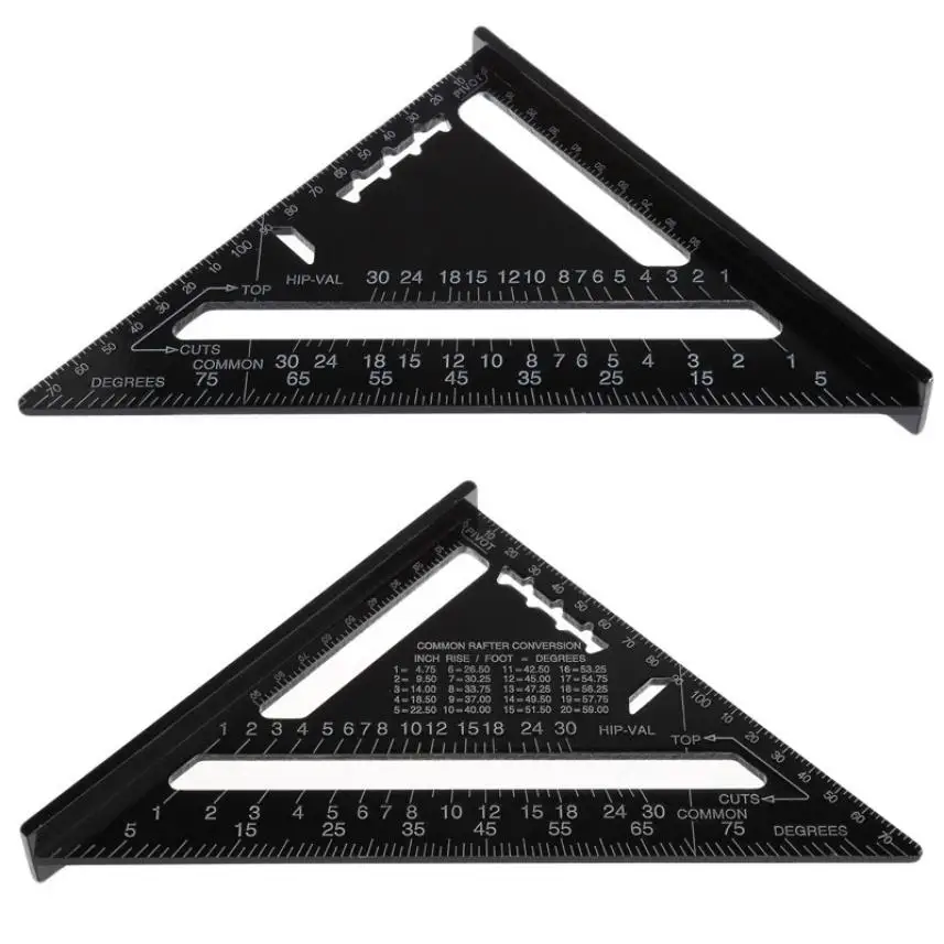 

7 inch 12 inch aluminum profile black oxide triangle plate 90 degree 45 degree triangle ruler