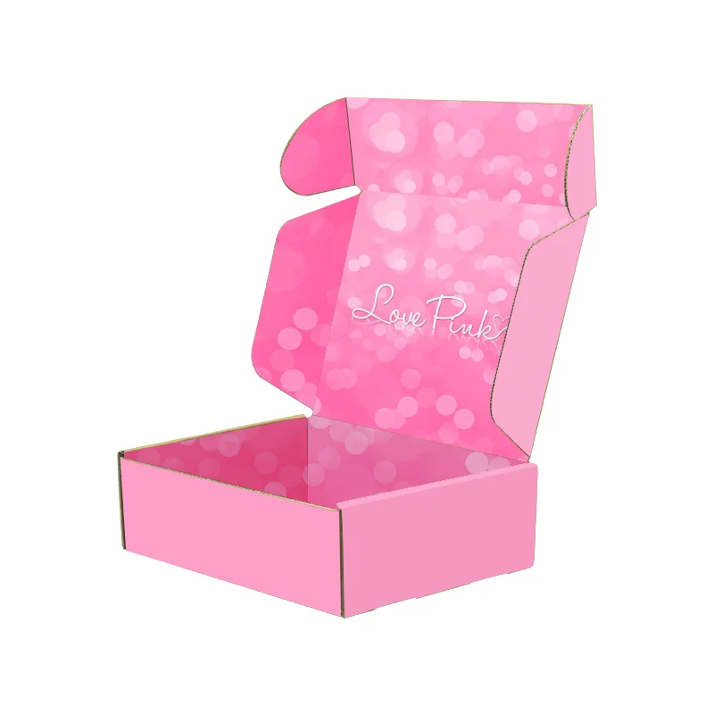 Пользовательский логотип простой розовый картон гофрированная бумага почтовые