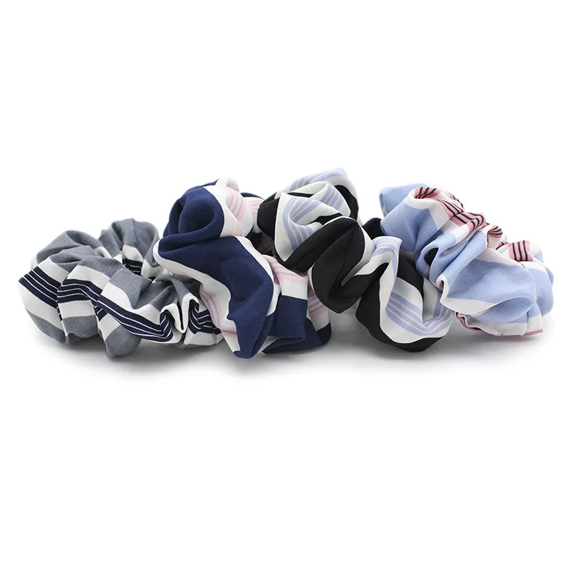 Fashion Simple Elastic Hair Bands Toothpick Wrinkle Scrunchie Ponytail Ring Two-tone Stripes Headwear |