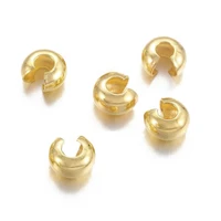 50pcs 18k gold plated copper open round covers crimp end beads dia 3 4 5 mm stopper spacer beads for diy jewelry making findings
