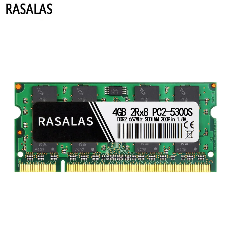 Rasalas Memory RAM DDR2 4G Laptop 5300 6400 667 800Mhz SODIMM 200pin 1.8V PC2 Notebook Memoria RAM for DDR2 Oперативная Nамять