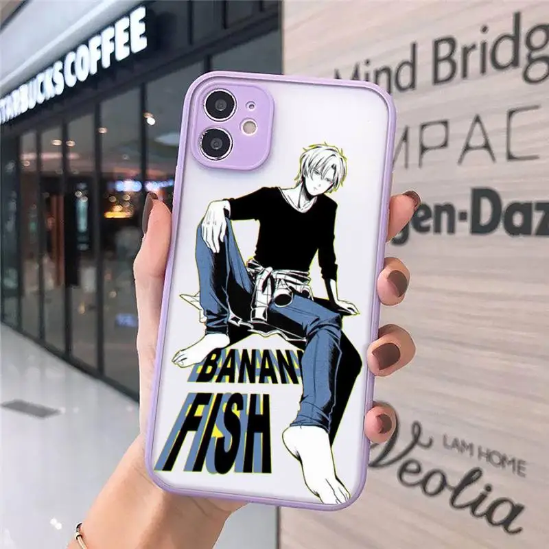 

Banana Fish Anime Phone Case For iPhone 12 11 Mini Pro XR XS Max 7 8 Plus X Matte transparent Purple Back Cover