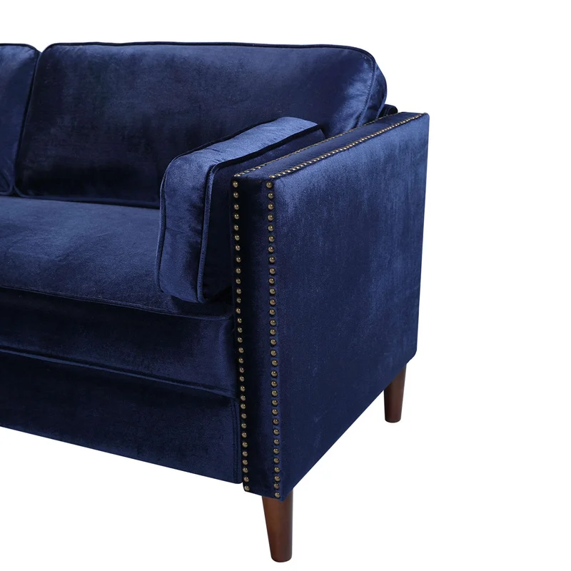 

New Arrival Blue Living Room 3P Sofa Eucalyptus Fine Linen High Quality Sofa Home Decoration Space Saving Comfortable Soft Sofa