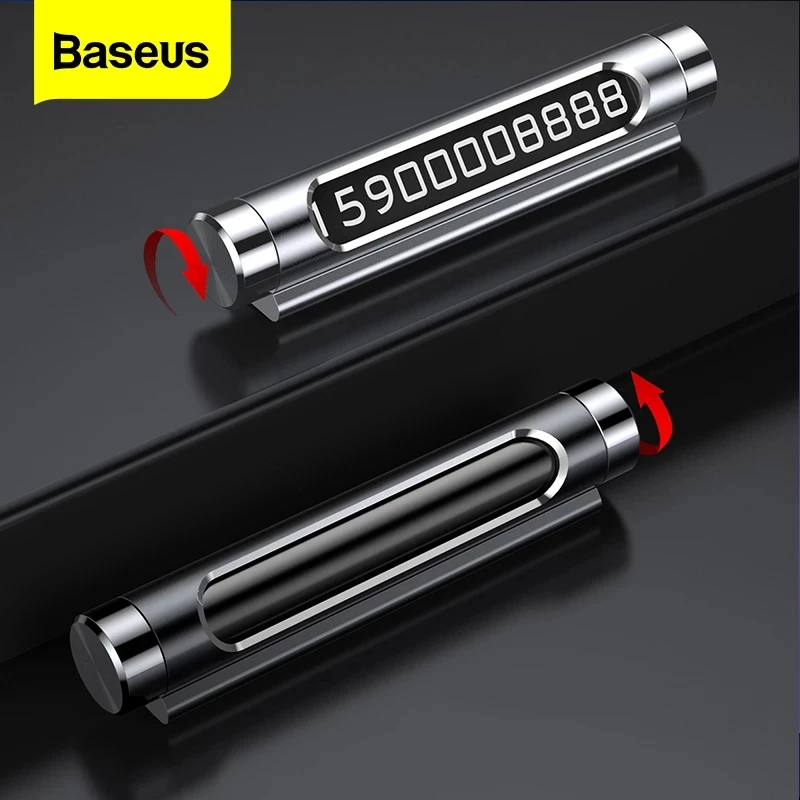 

Baseus Car Temporary Parking Card For Car Phone Holder Luminous Phone Number Plate Auto Rotary Car-styling Accessories