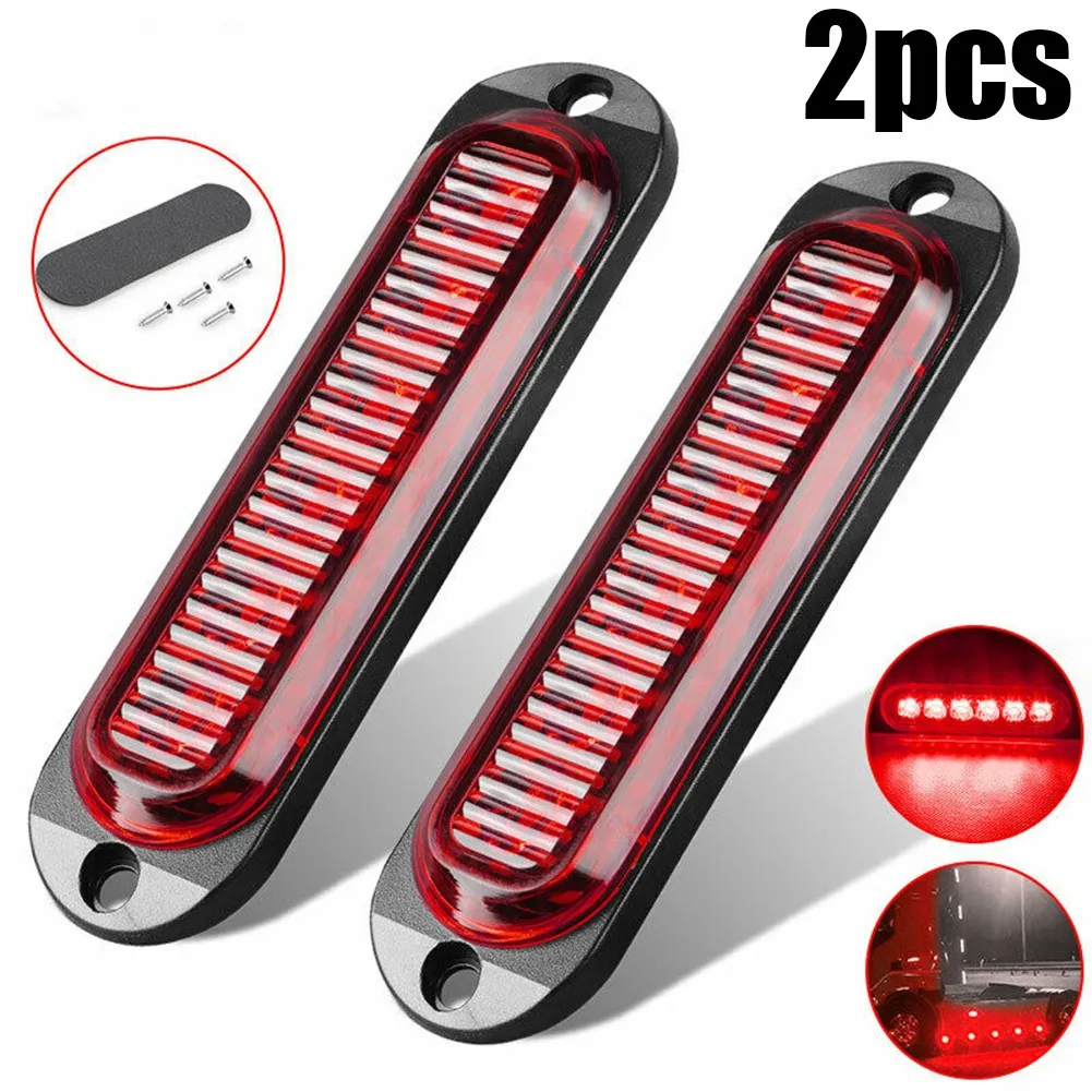 

2X 6-LED Bus Truck Trailer Side Marker Indicators Light Red Waterproof 12V 24V Trailers Trucks Caravans Replacement Parts