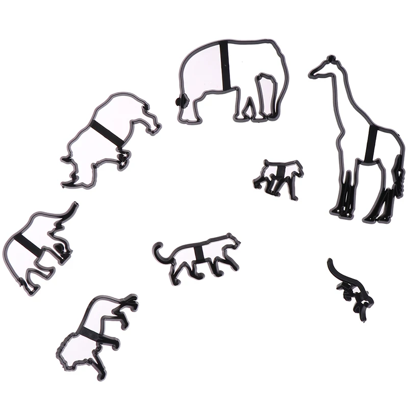 8Pcs Animal Cookie Cutter Plastic Elephant Lion Giraffe Leopard Fondant Safari Silhouette Cake Mold Decorating Tools | Дом и сад
