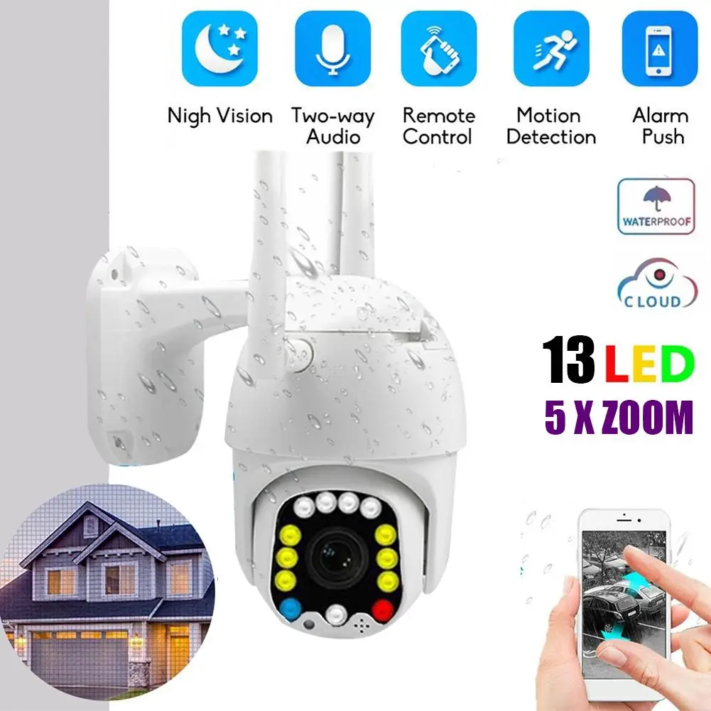 Уличная ip-камера 1080P WiFi камера видеонаблюдения 5x зум HD 2,4G WiFi 2MP IP66 Водонепроницаемая беспроводная PTZ умный дом