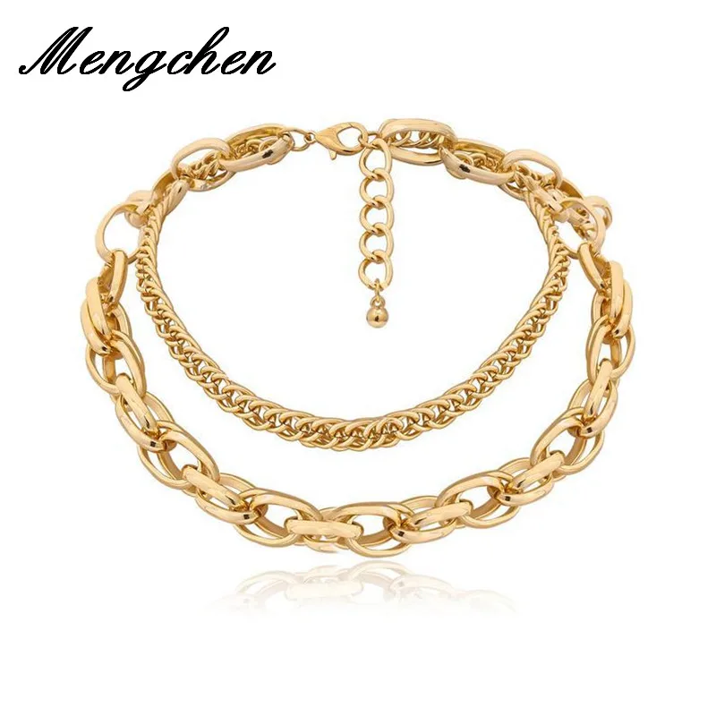 

Новый дизайн, винтажное многослойное ожерелье-чокер из сплава и золота, металлическая массивная цепь, ожерелье для женщин, ювелирные аксесс...