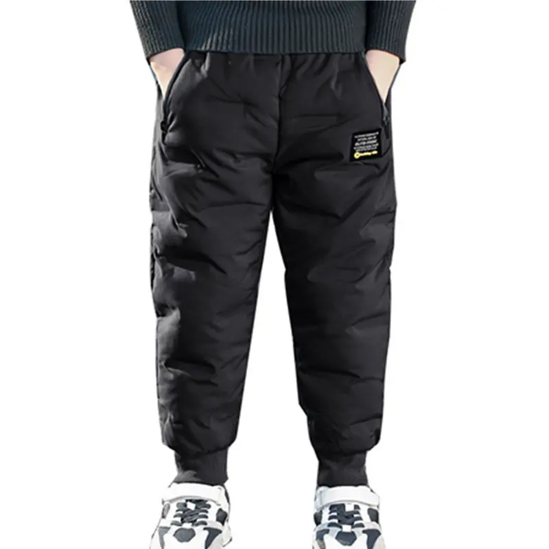 

Boys Winter Pants Elastic Waist 4-13 Years Old Children's Clothing Plus Velvet Kids Outdoor Trousers Casual Warm Solid Pants