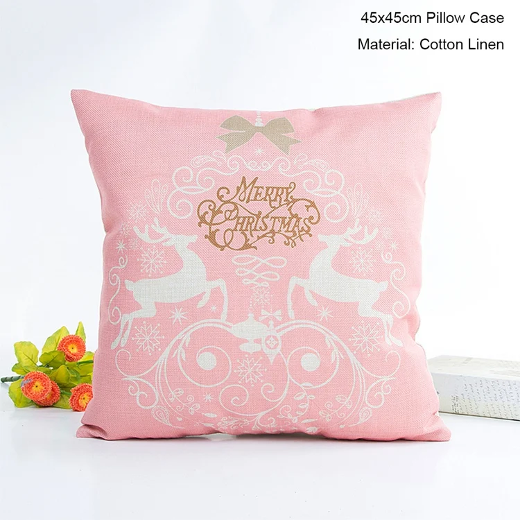 Pillow Case 4 Чехол для подушки с рождественским Рождеством, розовые подушки с Санта Клаусом для дивана, Рождественский чехол для подушки, рождественские украшения для дома, подарки - Цвет: Pillow Case 4