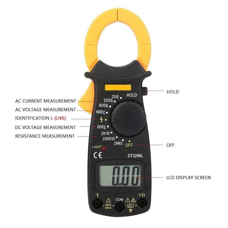 Акция! DT3266L цифровой ЖК-мультиметр-зажим Вольтметр Амперметр детектор напряжения