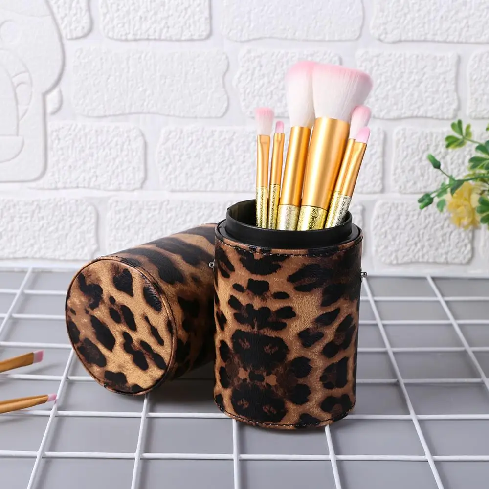 Модные кисти для макияжа держатель чехол из искусственной кожи подставка ручек
