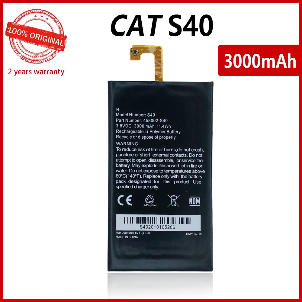 100% Оригинальный 3000Ah S40 Сменный аккумулятор для телефона Caterpillar CAT 458002-S40