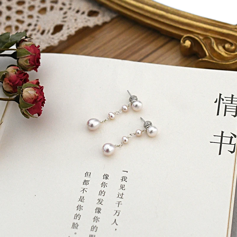 ASHIQI натуральный пресноводный жемчуг серебро 925 пробы длинные серьги ручной работы модные женские 2020