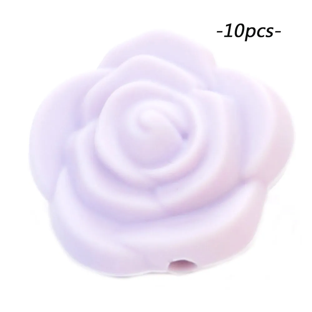 lavender fog LOFCA 10 шт Силиконовые Бусины розы пищевой силиконовый продукт для детей для изготовления ювелирных изделий Детская Соска-подвеска BPA бесплатные игрушки - Цвет: lavender fog