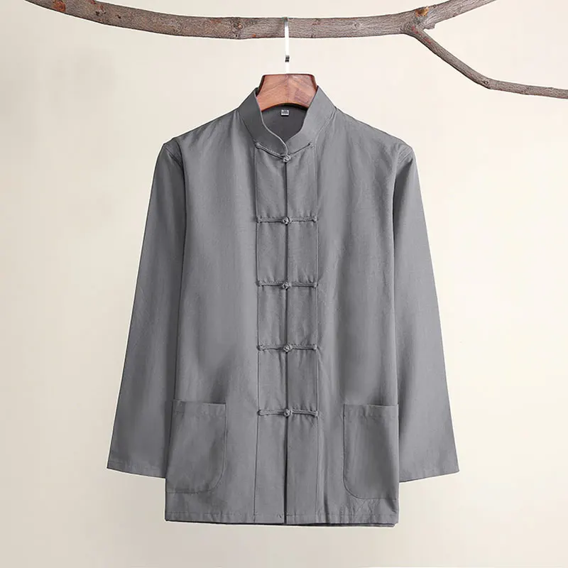 Umorden хлопковый Традиционный китайский костюм Тан топ одежда для мужчин с длинным