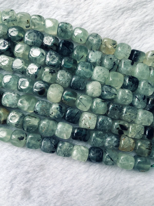 Wholesale 2strings Natural Green Prehnit e Gem Stone Polished Nugget Beads,Genuine Gem Jewelry Making Beads,15.5