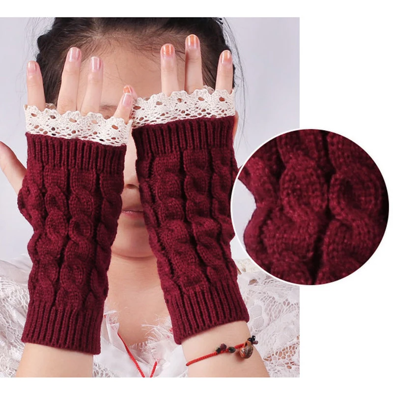 2019 модные митенки вязаные зимние перчатки без пальцев мягкие теплые женские