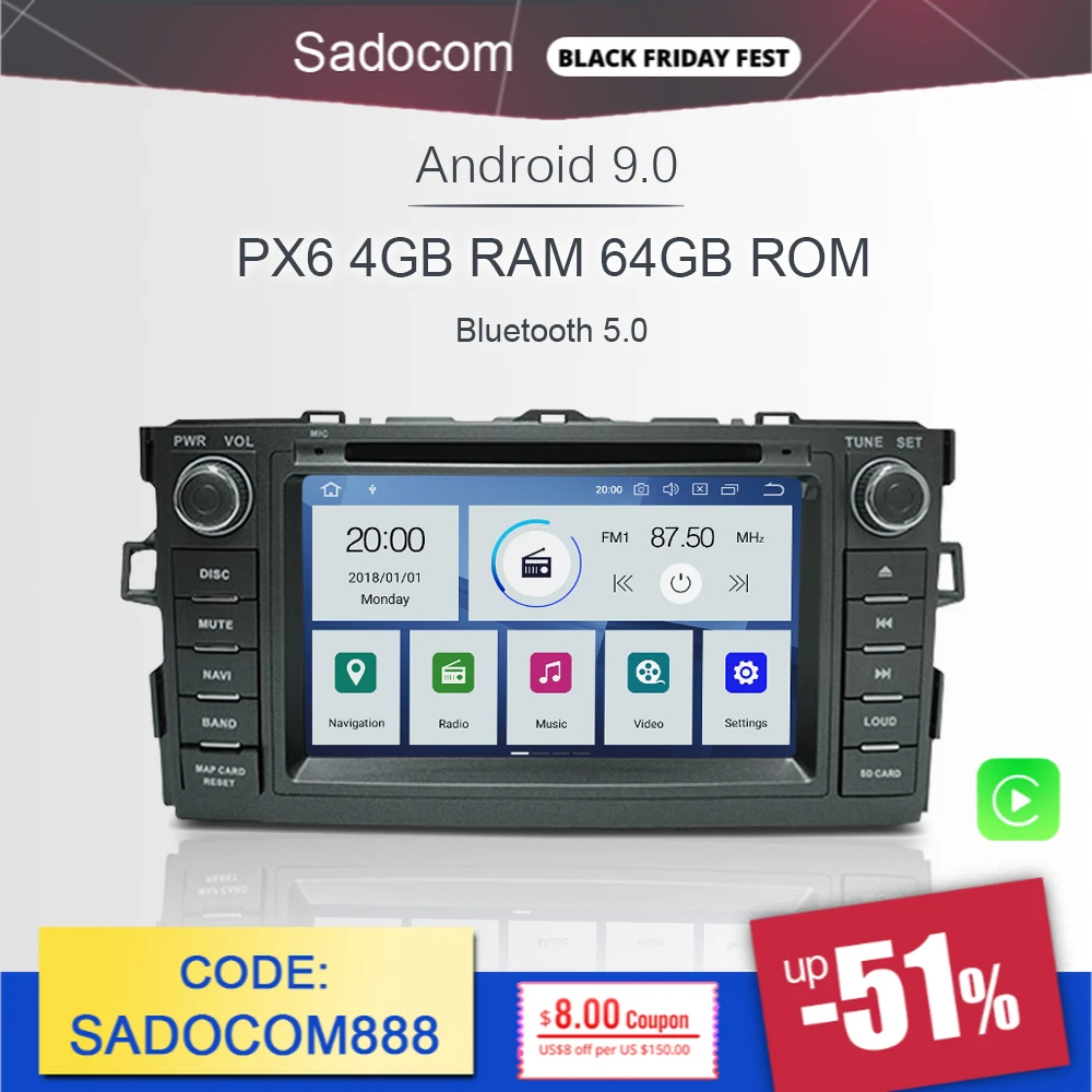 IPS PX6 2din Android 10 0 автомобильный DVD плеер 6 ядро 64 Гб Встроенная память 4 Оперативная GDS