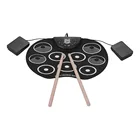 Складная ударная установка, 9 силиконовых колодок, питание от USB и аккумулятора, с палочками, педали для детей, для детей, набор электронных ударных