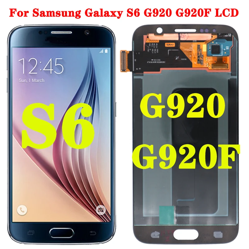 Купи Оригинальный 5, 1 ''Super AMOLED сменный ЖК-дисплей S6 для SAMSUNG GALAXY S6 G920 SM-G920F G920F G920FD, сенсорный экран, дигитайзер в сборе за 2,951 рублей в магазине AliExpress