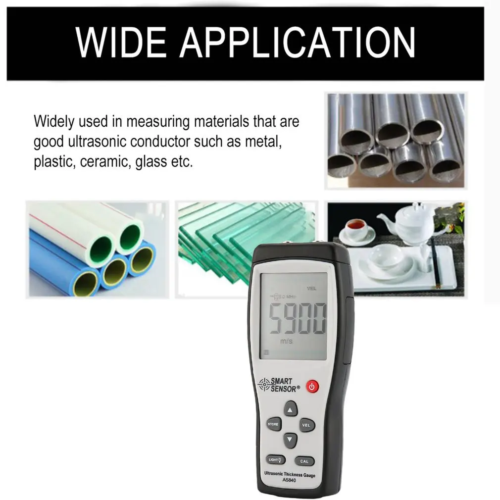 Цифровой ультразвуковой толщиномер измеритель скорости звука металла с