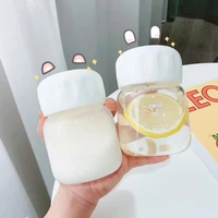 250ml glass water bottle heat resistance transparent drinking bottles cute milk coffee tumblers for student girl gift