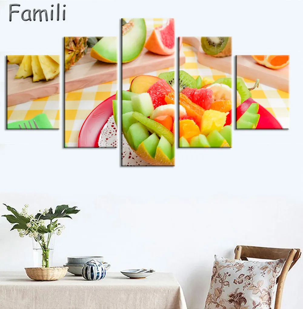 

5 Panel Canvas Painting Wall Pictures For Living Room Modular Paintings Cuadros Decoracion Oil Paintings Fruit Picture