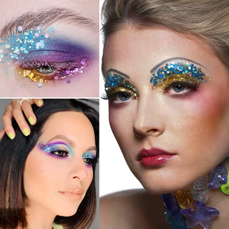 

8 Pcs Sequins, Thick and Delicate Glitter Mixed Craft Body Face Hair Makeup Nail Art