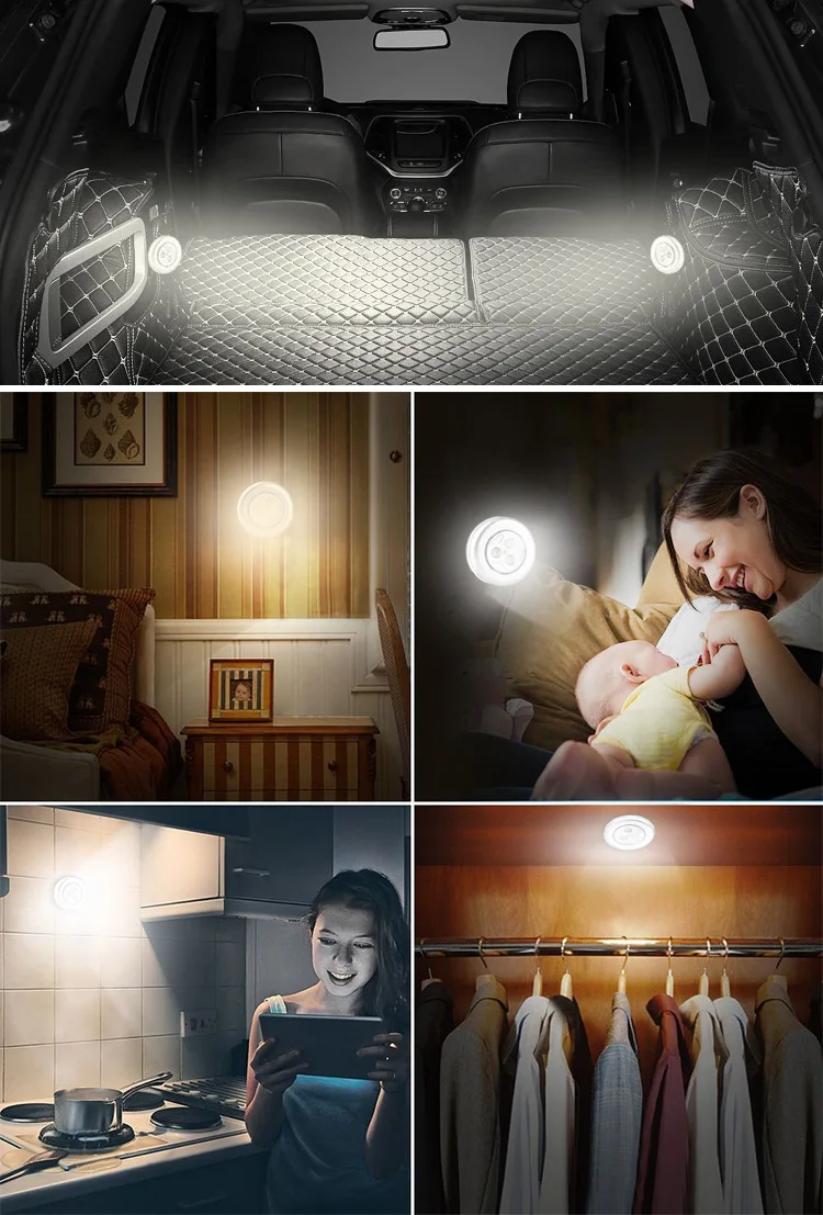 3 светодиодный мини сенсорный светильник ночной Светильник s Draadloze Kast Verlichting