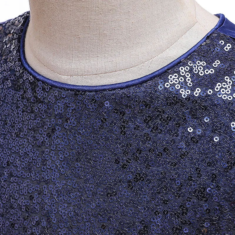 

Flower Girls Dresses Illusion Sequined Sleeveless Lace Tulle Pearls Ball Gown O-Neck Knee-Length Kids Party Princess Skirt F003