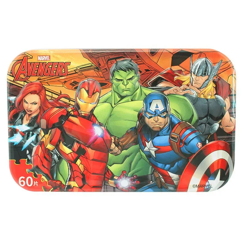 Avengers Дисней Замороженный автомобиль мультфильм 60 кусочков Маленький кусок головоломка игрушка Дети деревянные Высококачественные пазлы детские развивающие игрушки для ребенка - Цвет: Avengers