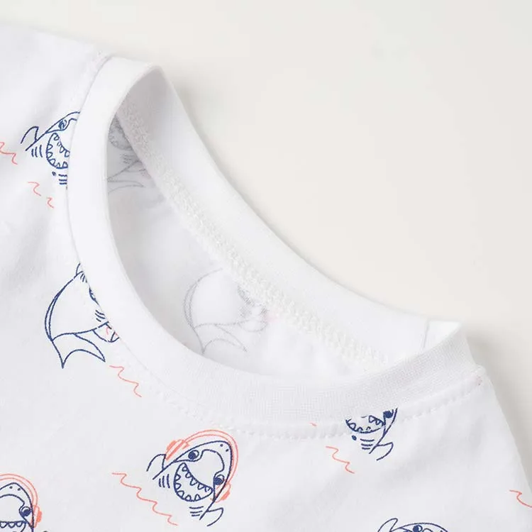 Детская летняя футболка с короткими рукавами для малышей изображением акулы +
