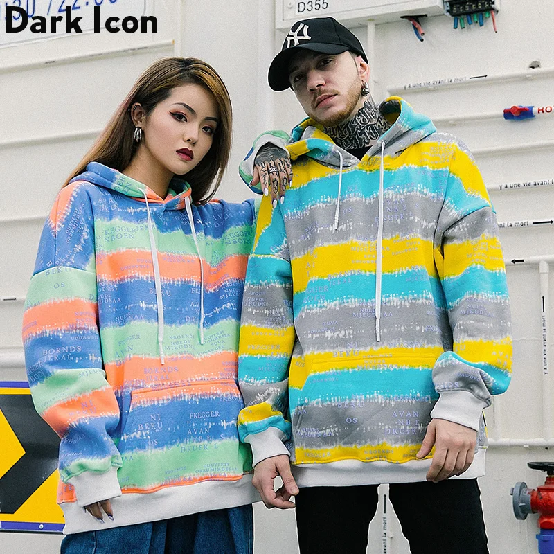 Темно-икона галстук окрашенные полосатые толстовки для мужчин осень 2019 уличная