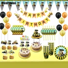 Одноразовая посуда экскаватора для мальчиков, детские украшения на день рождения, гирлянды для строительства, гирлянды, трактор, декор для детского праздника