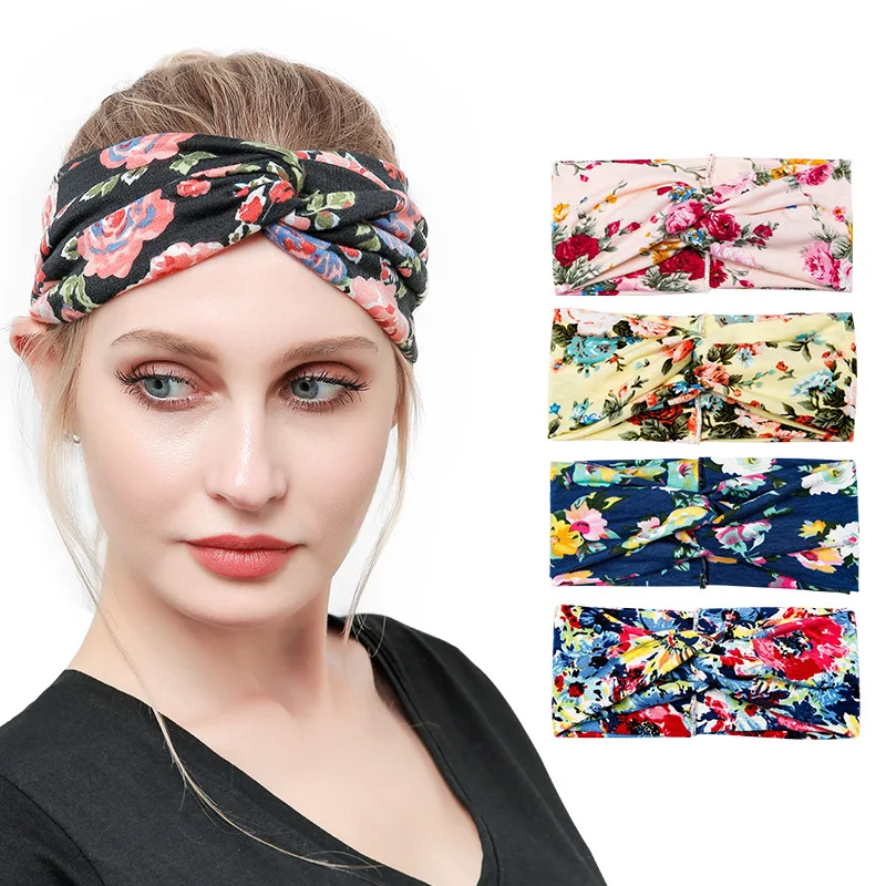 

Breathe Freely Cotton Headbands For Woman Sweets Colorful Flower Printing Hair Elastics For Girls Comfortable Hair Accessories