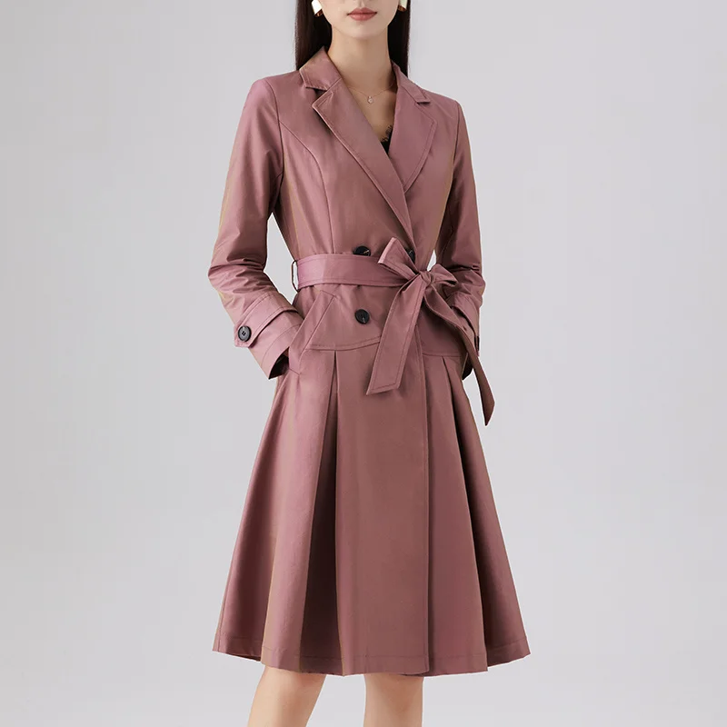 

Новинка Осень 2021, Корейская облегающая двубортная куртка, темпераментная популярная простая ветровка, женский стиль средней и длинной