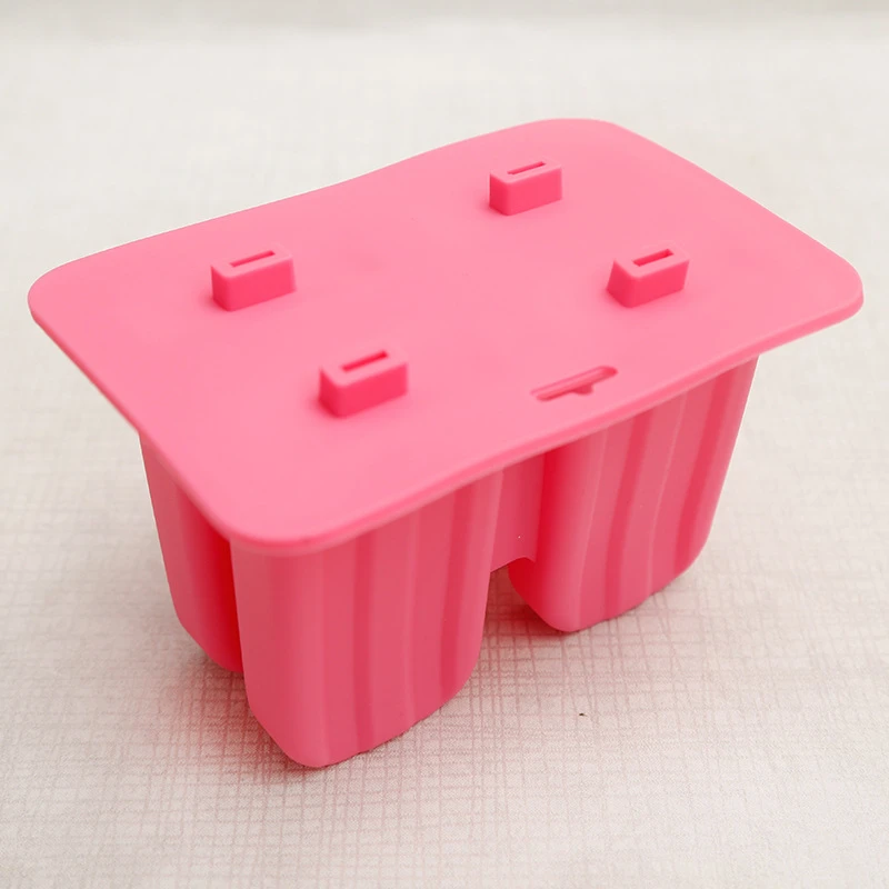 pink 4 grid Домашнее мороженое формы для мороженого формы пищевого класса Moule силиконовые формы замораживатель BPA-Free с 50 палками DIY Helado - Цвет: pink 4 grid
